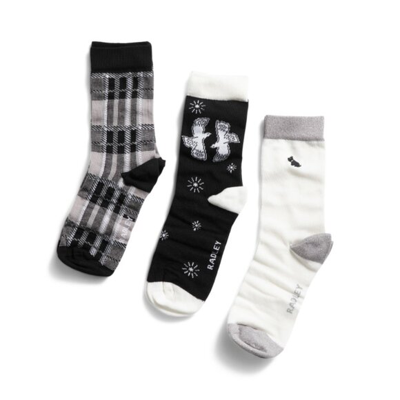 RADLEY LONDON Ash 3pk Check Socks - Picture 1 of 2